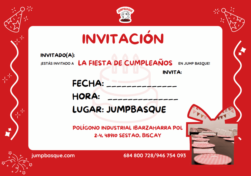 Invitación de cumpleaños JUMP BASQUE