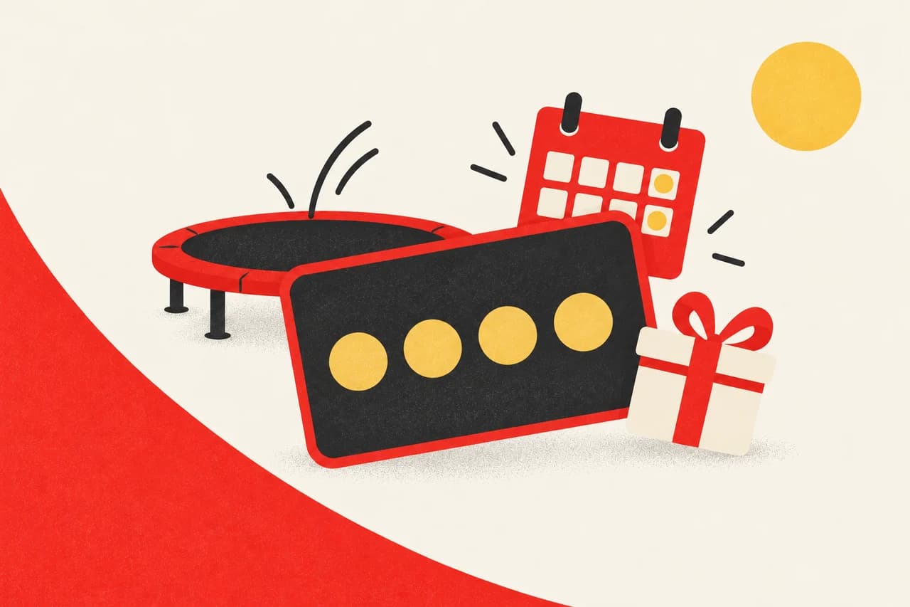 Ilustración de un bono oscuro con cuatro marcas y un calendario