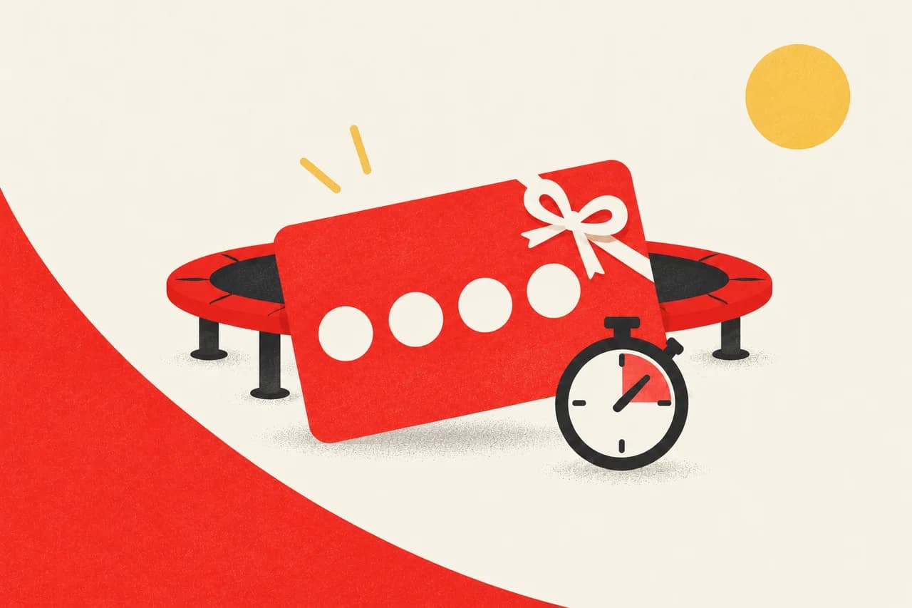Ilustración de un bono rojo con cuatro marcas de uso
